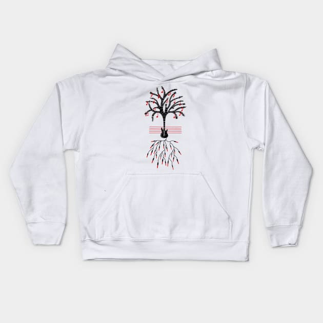 Guitar Tree Black Kids Hoodie by BuckRogers